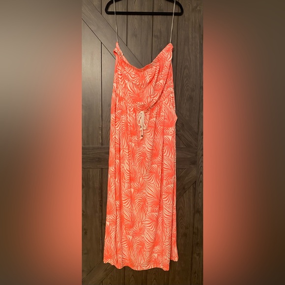 GAP Neon Pink and White Leaf print Maxi dress with pockets, NWT, sz XL - Picture 7 of 7